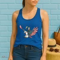 Trump On Usa Eagle Cute Us 4th Of July Funny American Gift Meaningful Gift Women's Tank Top thumb 2