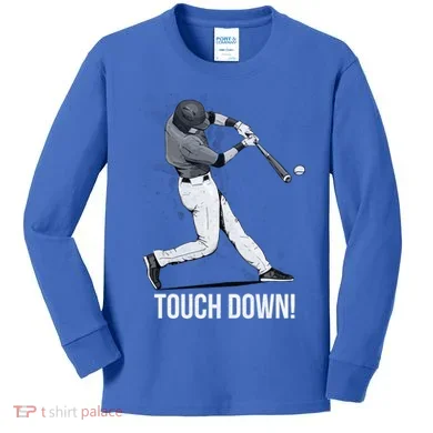 Touch Down Baseball Home Run Kids Long Sleeve Shirt