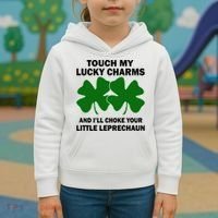 Touch My Lucky Charms And I'll Choke Your Leprechaun Kids Hoodie thumb 3