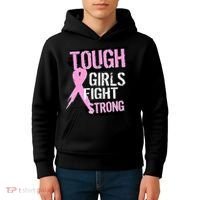 Tough Girls Fight Strong Breast Cancer Kids Hoodie thumb 4