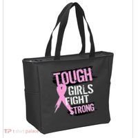 Tough Girls Fight Strong Breast Cancer Tote Bag thumb 2