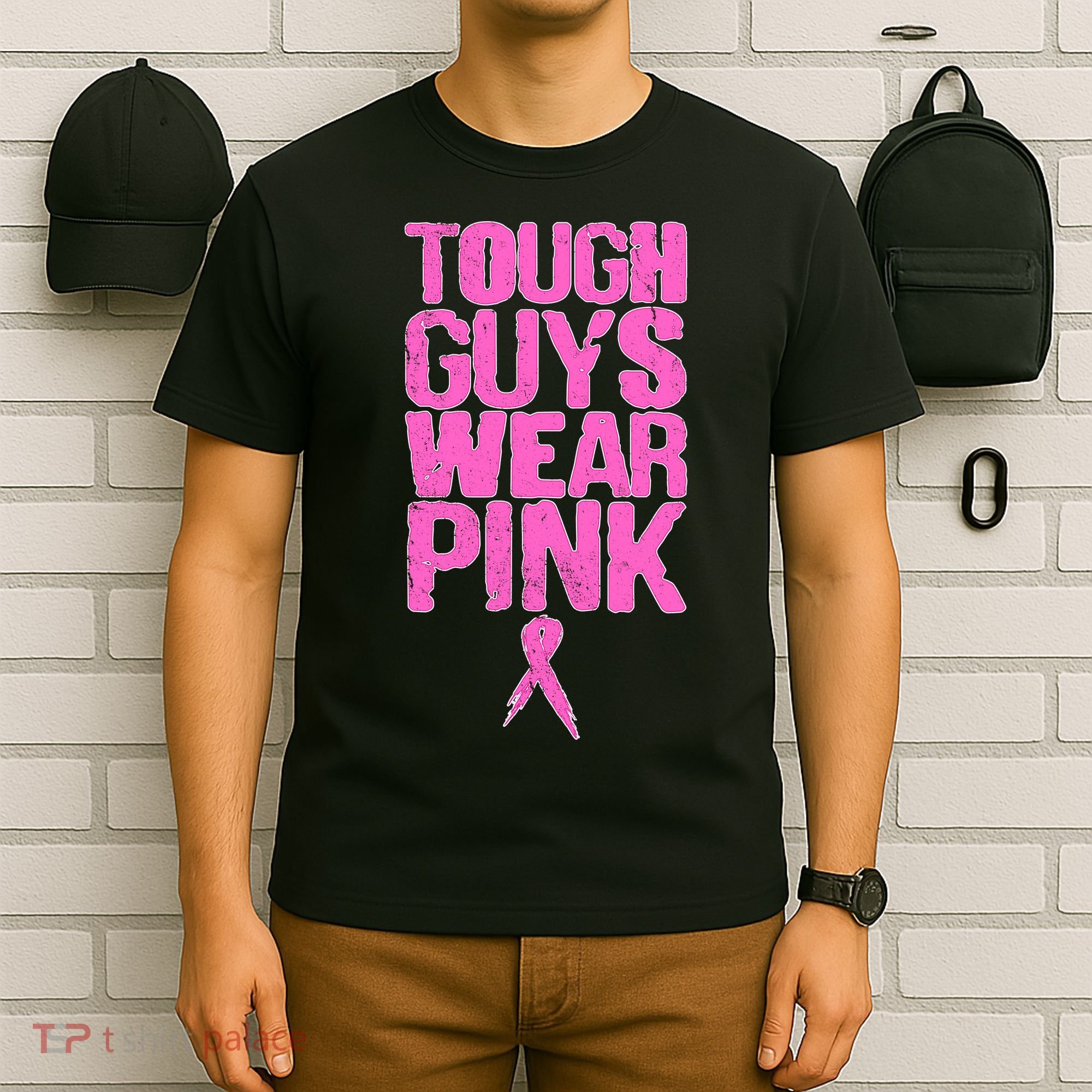Tough Guys Wear Pink Breast Cancer Awareness T-Shirt