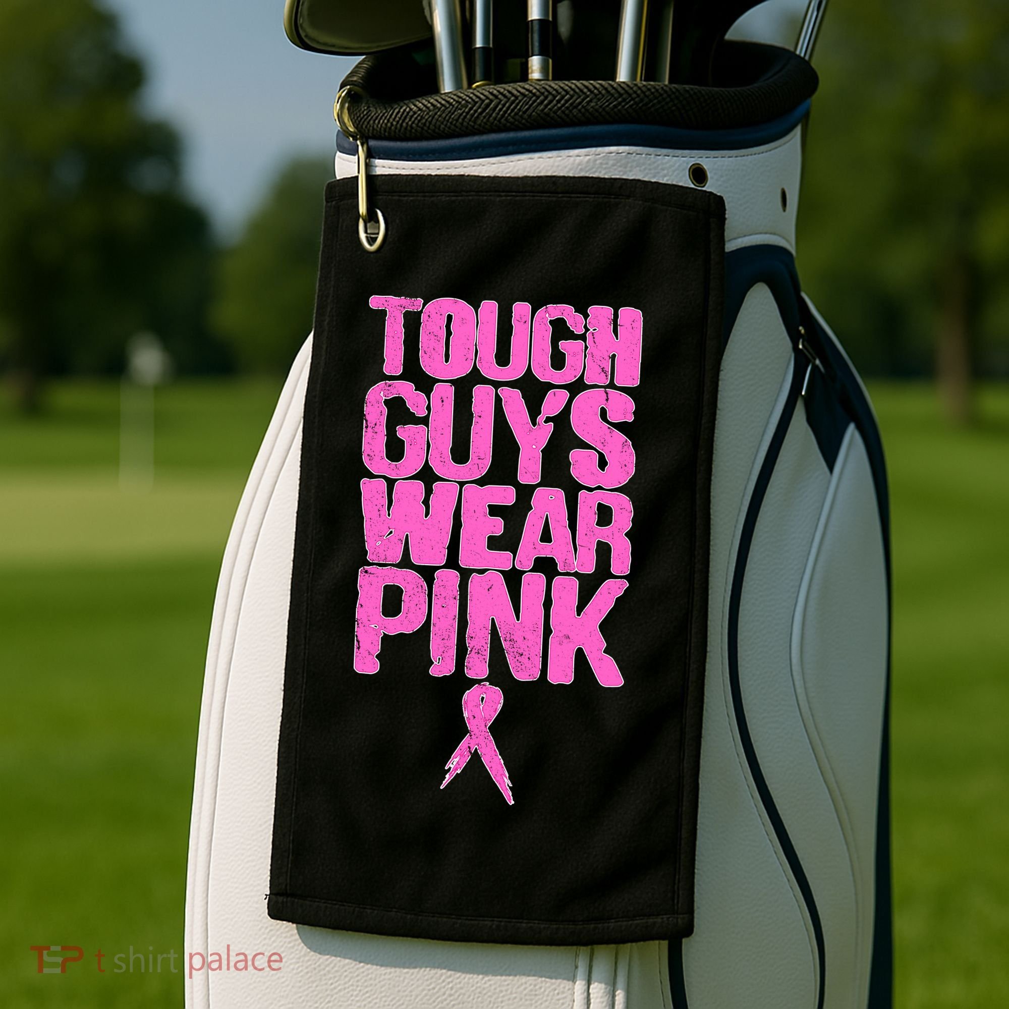 Tough Guys Wear Pink Breast Cancer Awareness Golf Towel