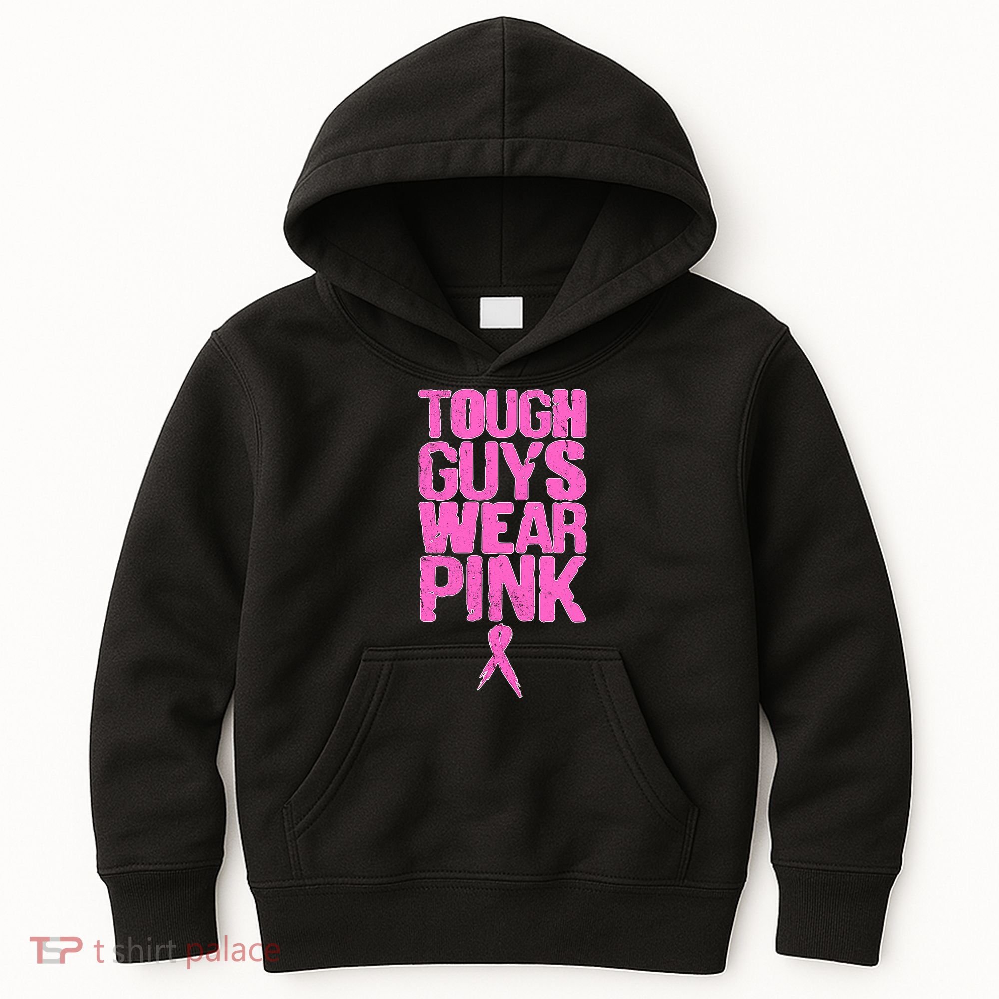 Tough Guys Wear Pink Breast Cancer Awareness Kids Hoodie