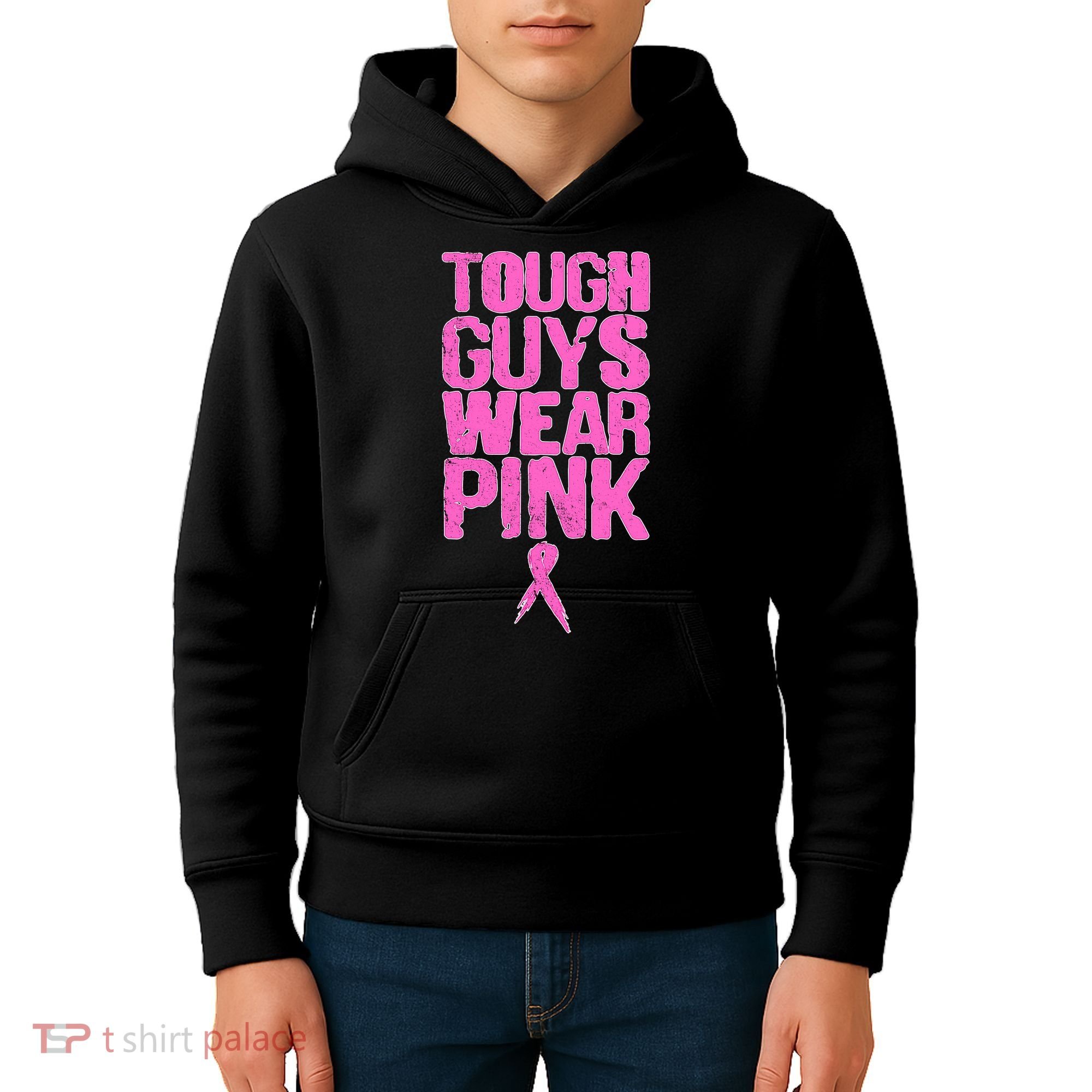 Tough Guys Wear Pink Breast Cancer Awareness Kids Hoodie