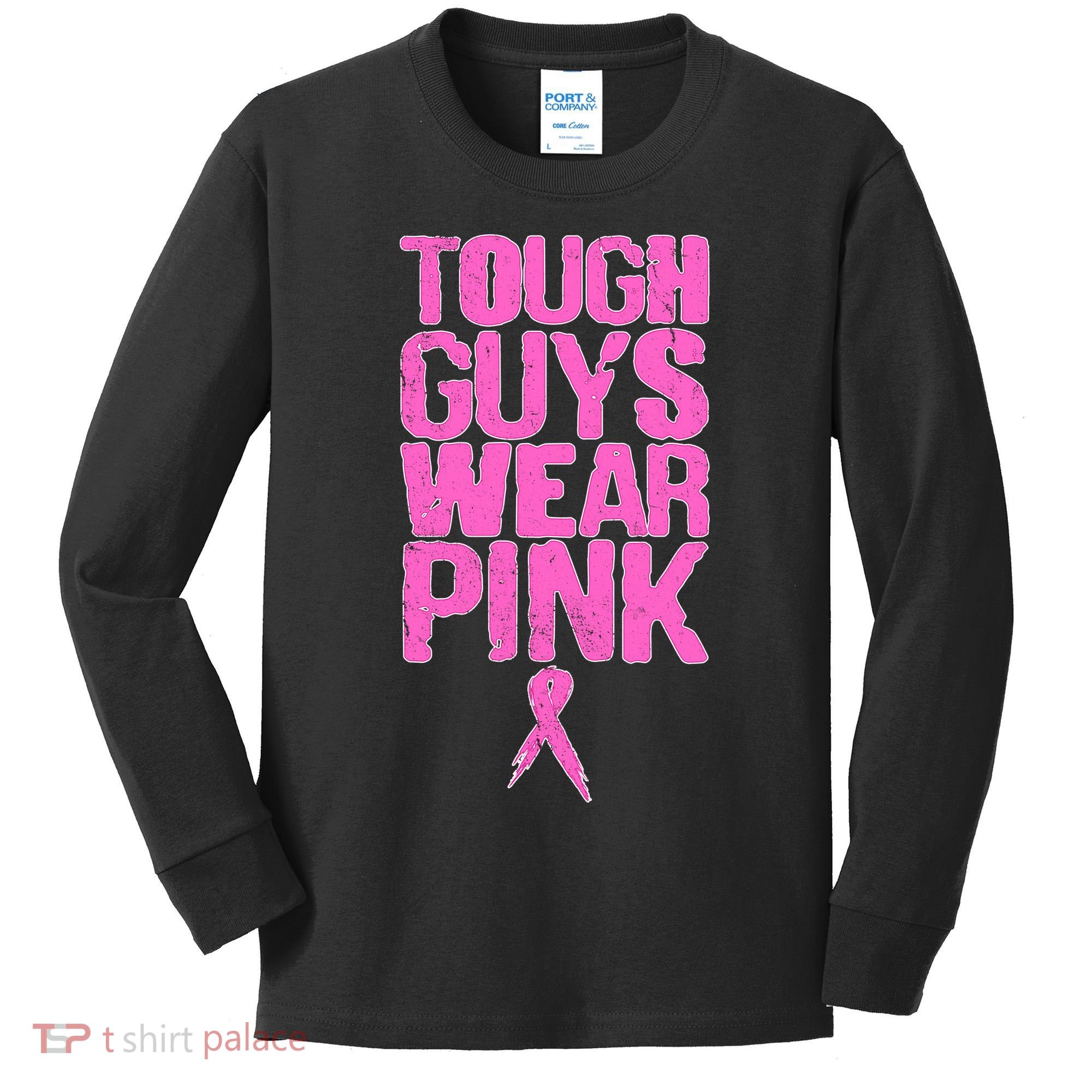 Tough Guys Wear Pink Breast Cancer Awareness Kids Long Sleeve Shirt