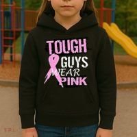 Tough Guys Wear Pink Cancer Kids Hoodie thumb 3