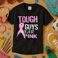 Tough Guys Wear Pink Cancer Kids T-Shirt thumb 3