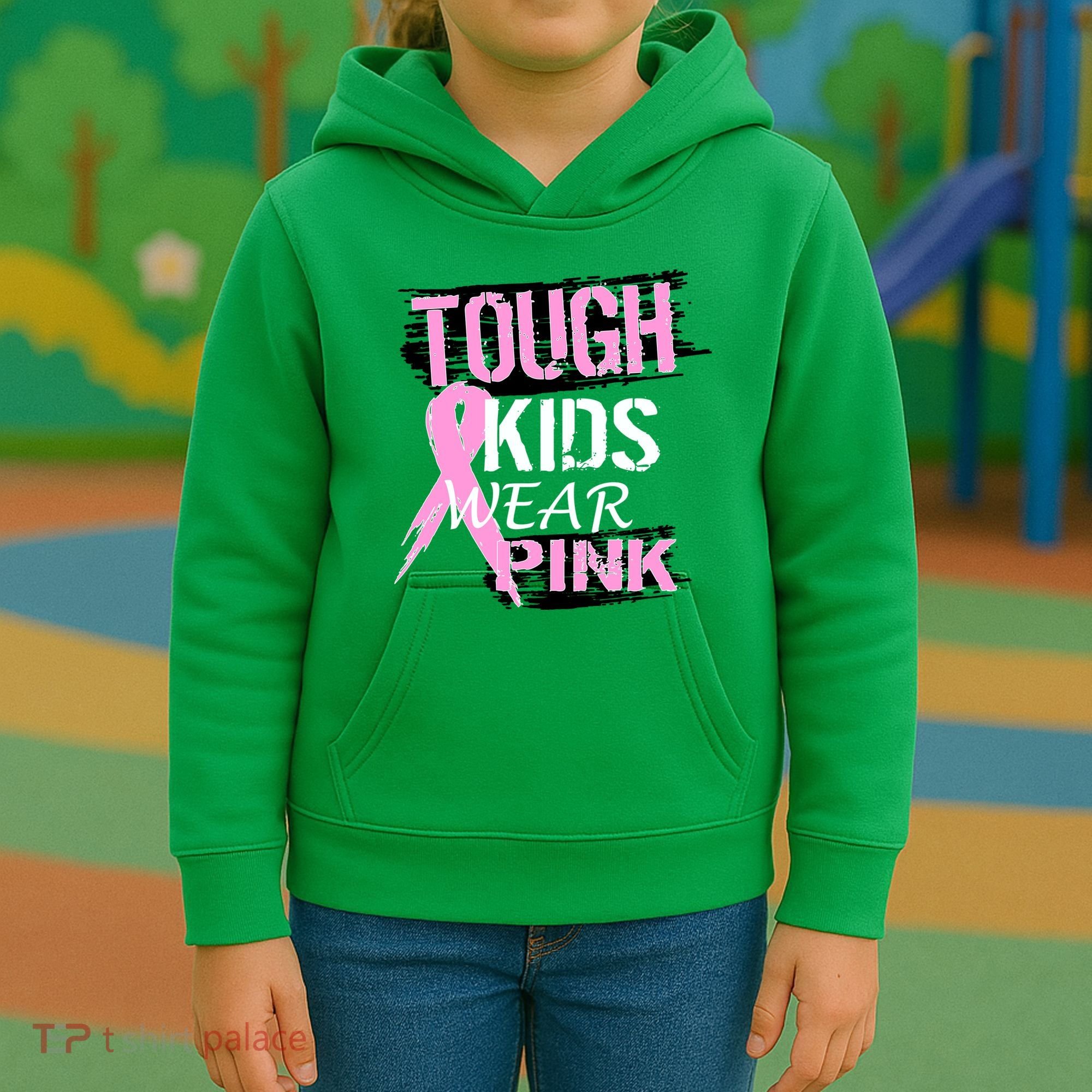 Tough Kids Wear Pink Cancer Kids Hoodie