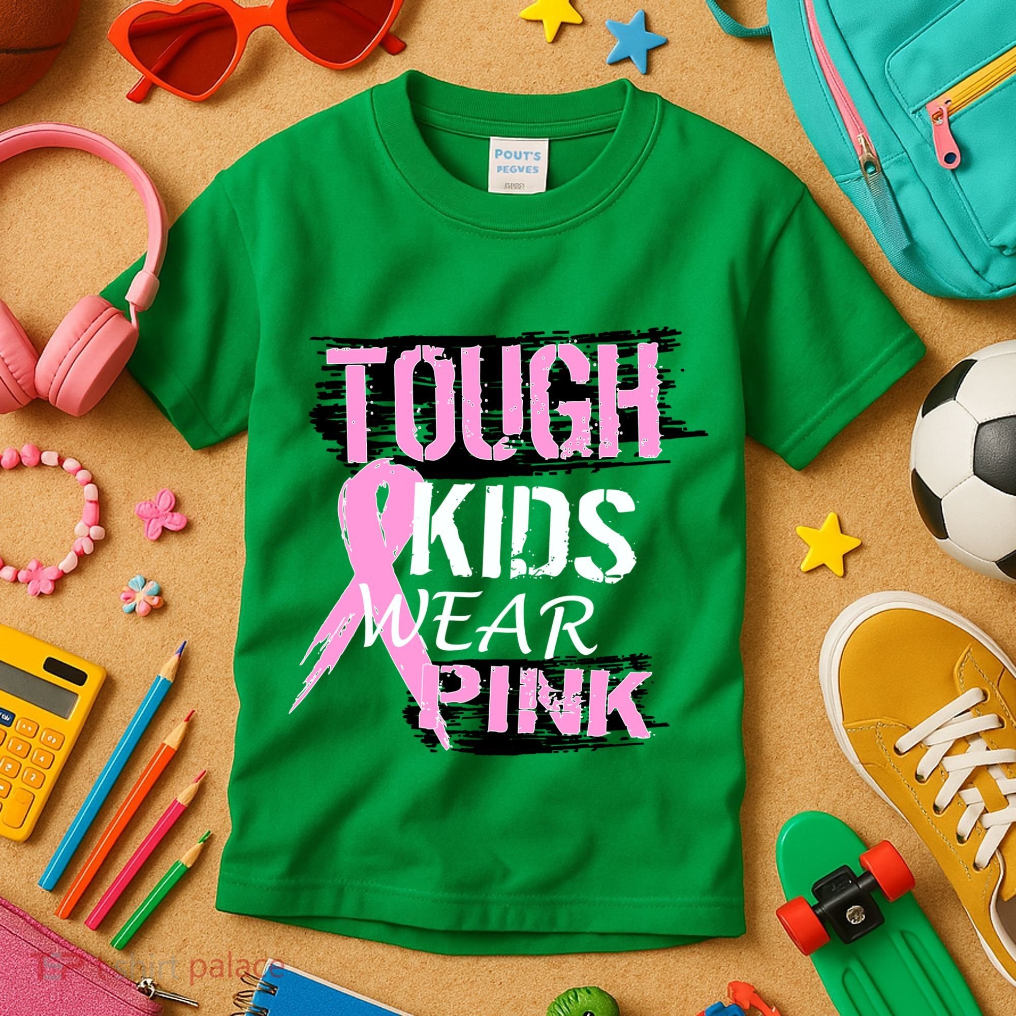 Tough Kids Wear Pink Cancer Kids T-Shirt