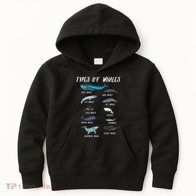 Types Of Whales Ocean Science Marine Biologist Teacher Kids Hoodie