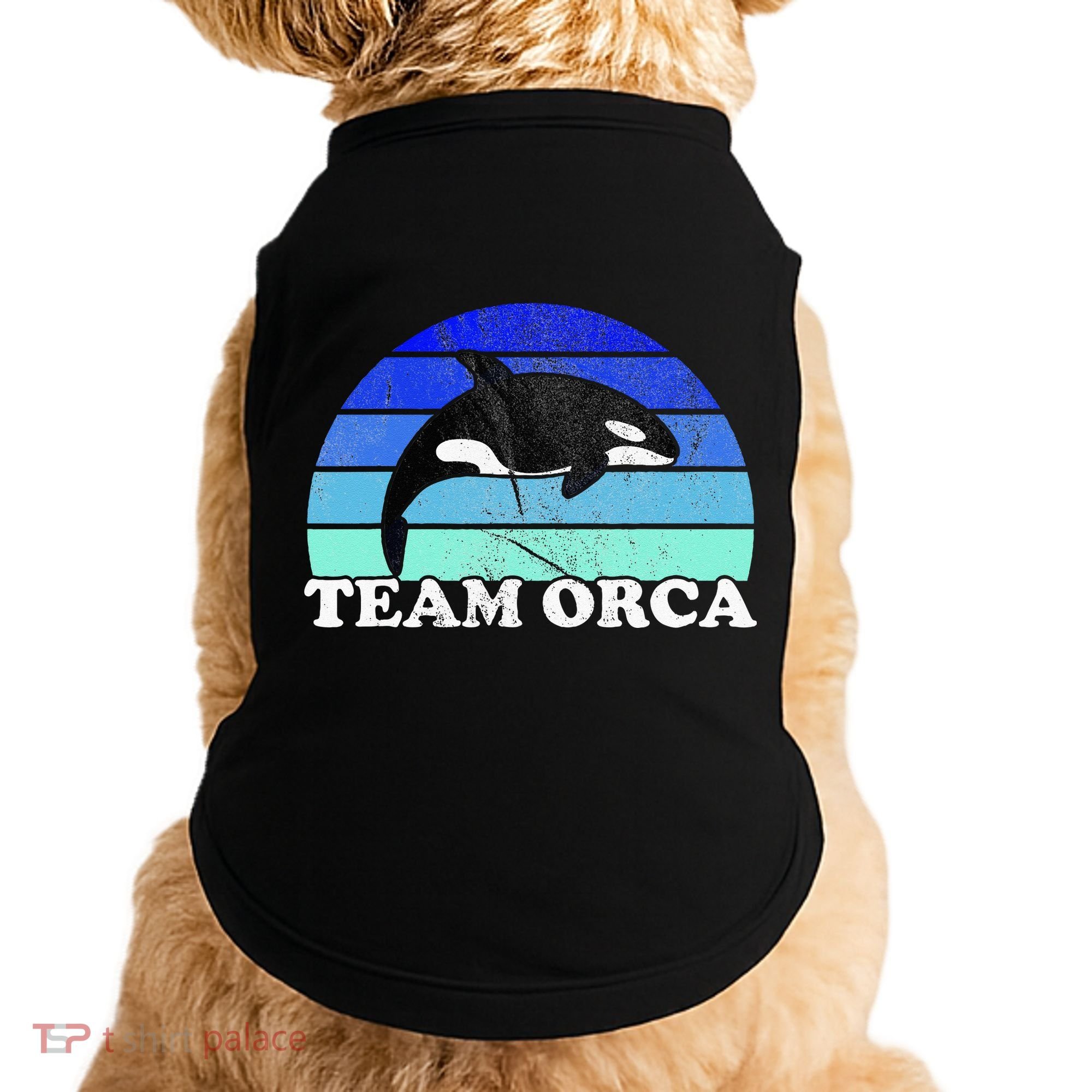 Team Orca Whale Orcas Sea Ocean Retro Sunset Doggie Tank
