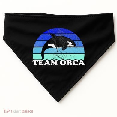 Team Orca Whale Orcas Sea Ocean Retro Sunset USA-Made Doggie Bandana