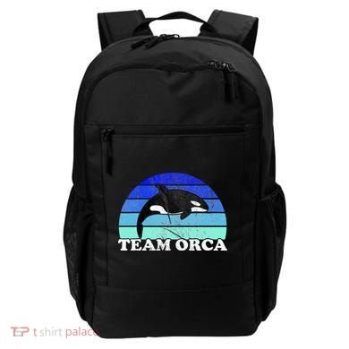 Team Orca Whale Orcas Sea Ocean Retro Sunset Backpack