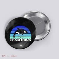 Team Orca Whale Orcas Sea Ocean Retro Sunset Button thumb 0
