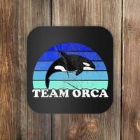 Team Orca Whale Orcas Sea Ocean Retro Sunset Coaster thumb 0