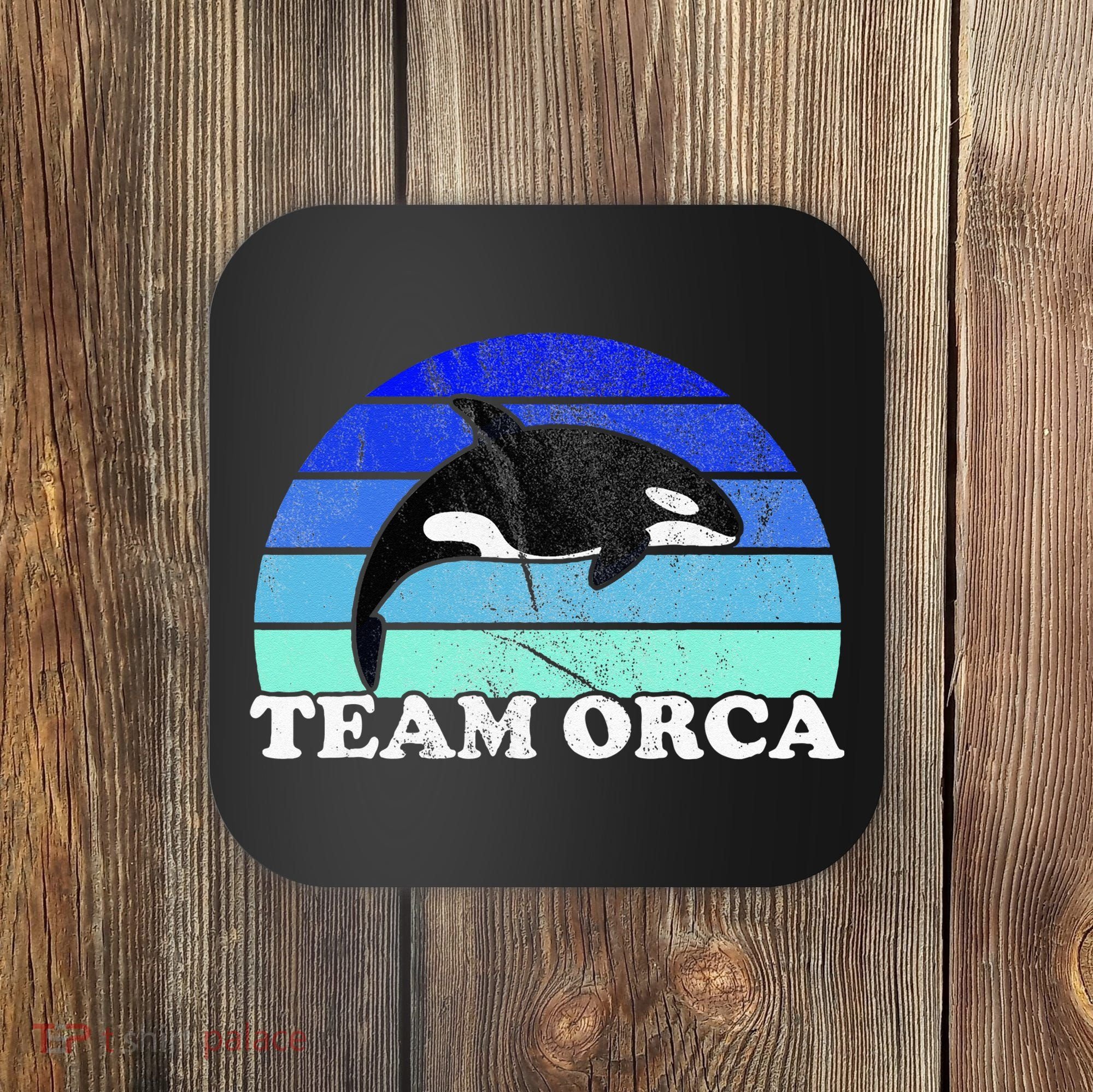 Team Orca Whale Orcas Sea Ocean Retro Sunset Coaster