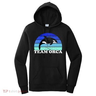 Team Orca Whale Orcas Sea Ocean Retro Sunset Women's Hoodie