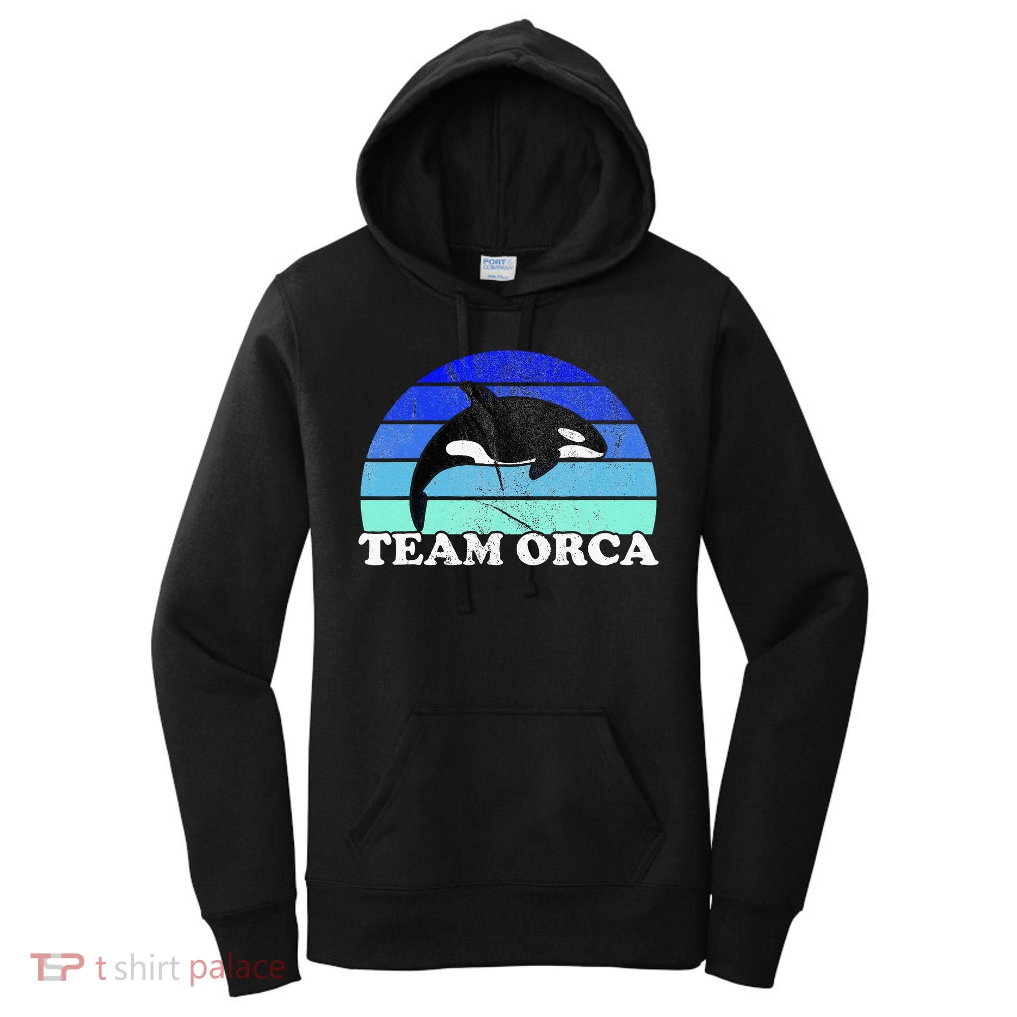 Team Orca Whale Orcas Sea Ocean Retro Sunset Women's Hoodie