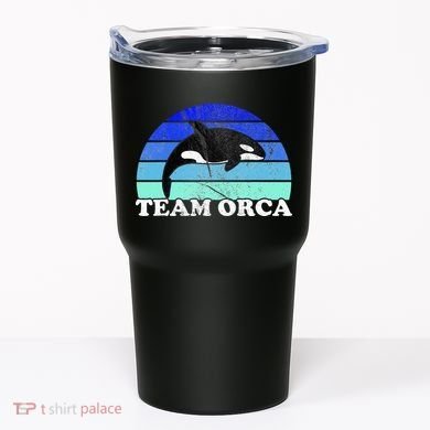 Team Orca Whale Orcas Sea Ocean Retro Sunset Tumbler