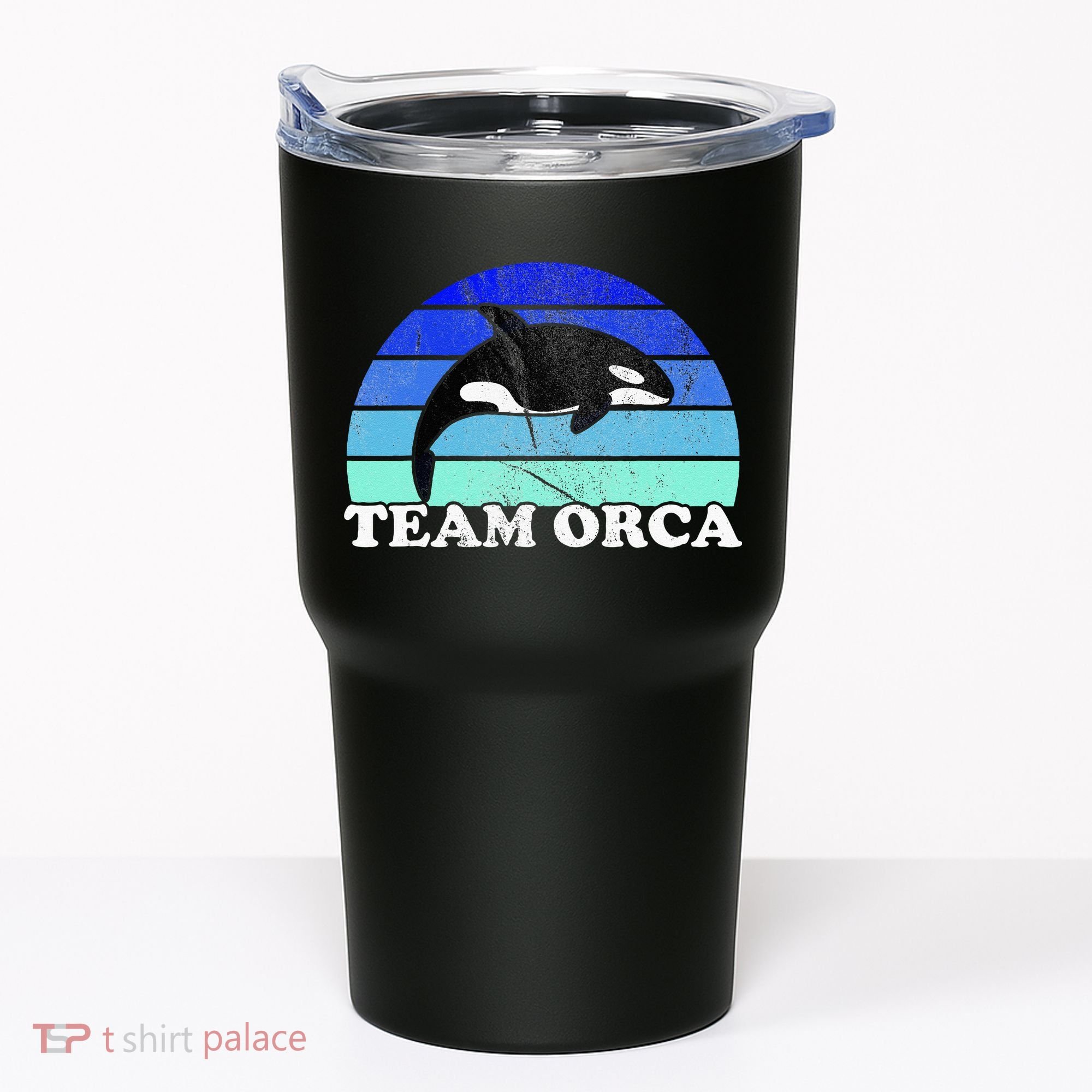 Team Orca Whale Orcas Sea Ocean Retro Sunset Tumbler