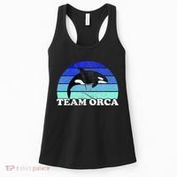 Team Orca Whale Orcas Sea Ocean Retro Sunset Women's Tank Top thumb 0