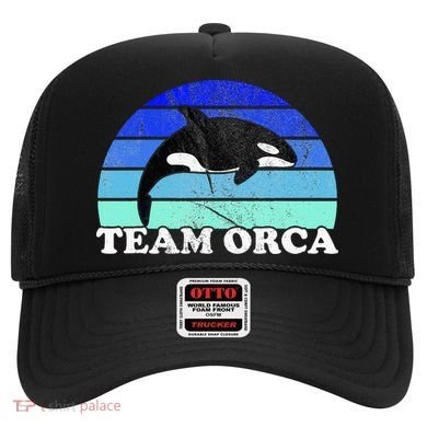 Team Orca Whale Orcas Sea Ocean Retro Sunset Hat