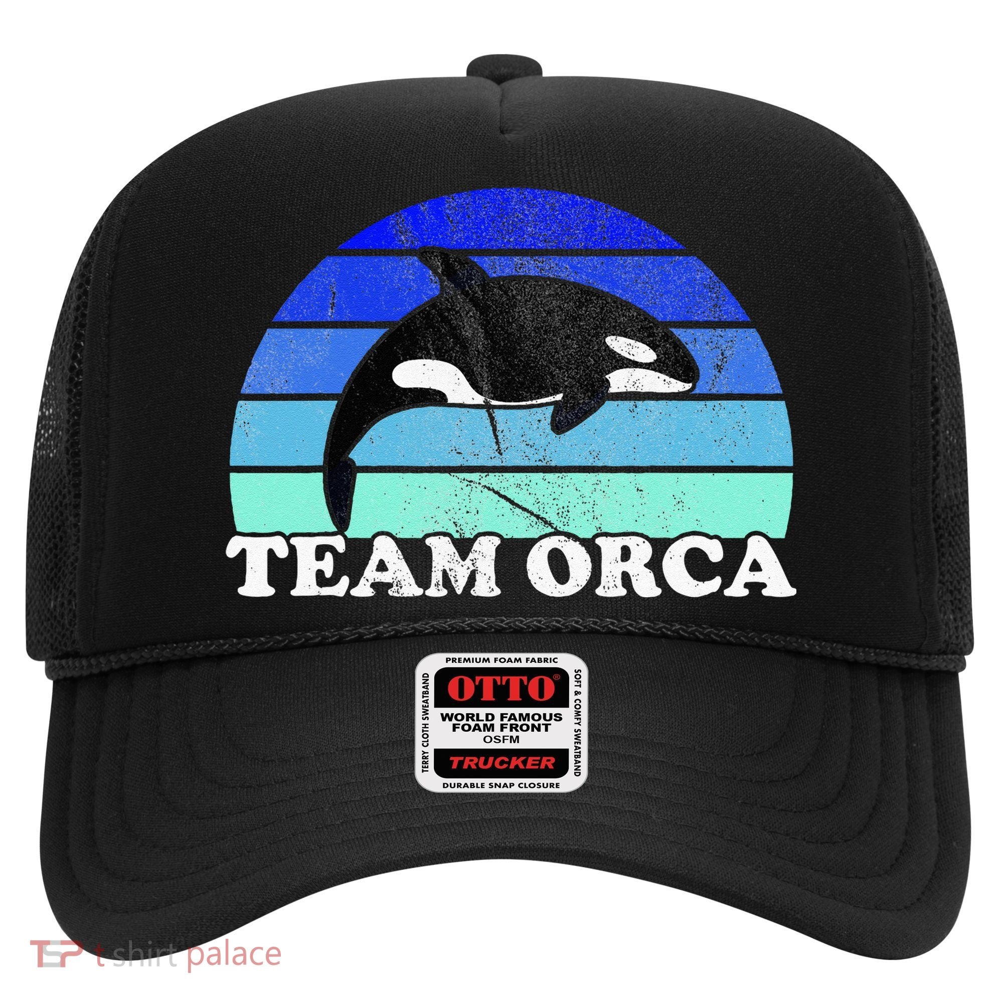 Team Orca Whale Orcas Sea Ocean Retro Sunset Hat
