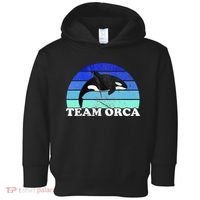 Team Orca Whale Orcas Sea Ocean Retro Sunset Toddler Hoodie thumb 0