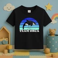 Team Orca Whale Orcas Sea Ocean Retro Sunset Toddler T-Shirt thumb 3