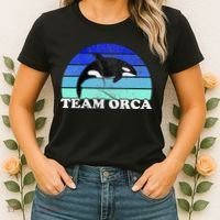 Team Orca Whale Orcas Sea Ocean Retro Sunset Women's T-Shirt thumb 2