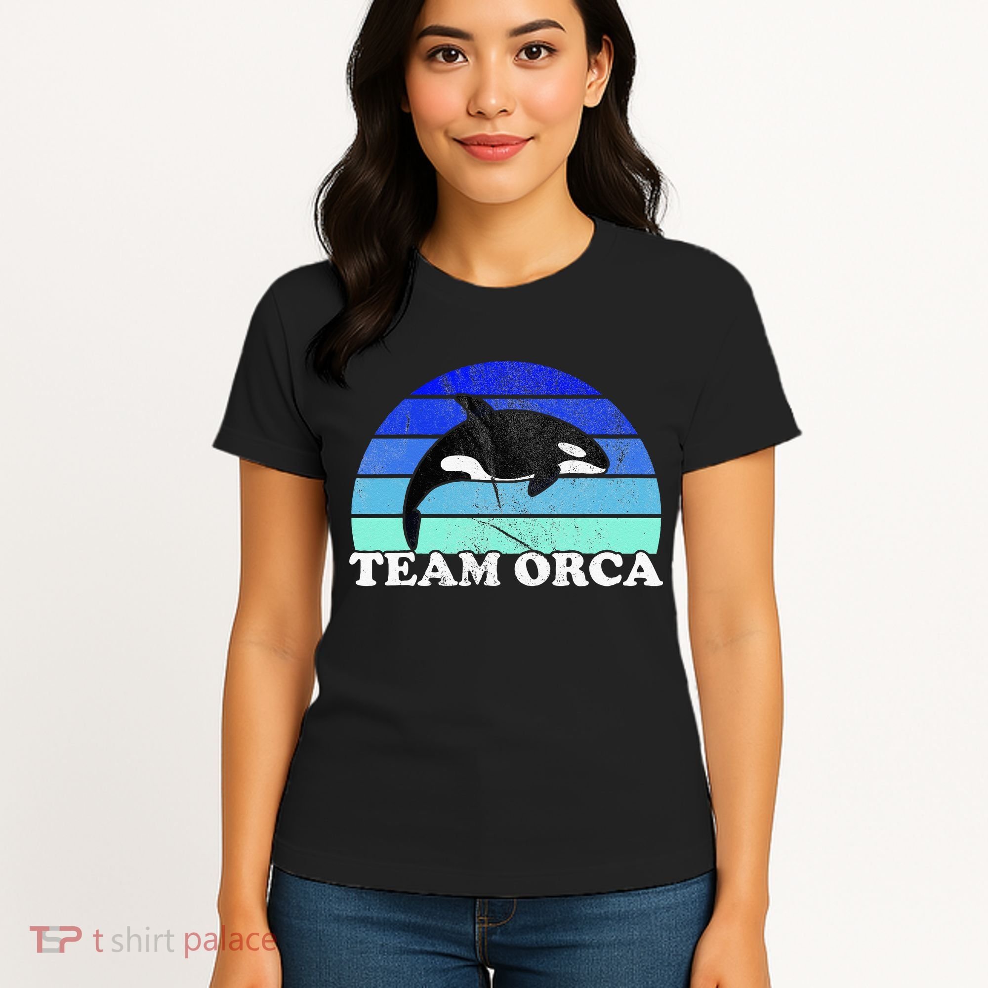 Team Orca Whale Orcas Sea Ocean Retro Sunset Women's T-Shirt