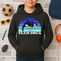 Team Orca Whale Orcas Sea Ocean Retro Sunset Kids Hoodie thumb 2