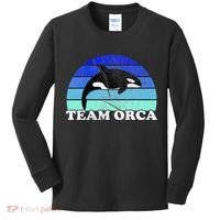 Team Orca Whale Orcas Sea Ocean Retro Sunset Kids Long Sleeve Shirt thumb 0