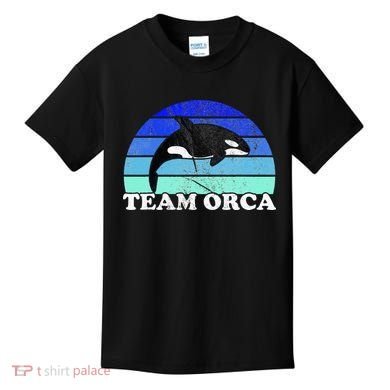 Team Orca Whale Orcas Sea Ocean Retro Sunset Kids T-Shirt
