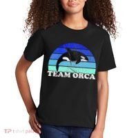 Team Orca Whale Orcas Sea Ocean Retro Sunset Kids T-Shirt thumb 2