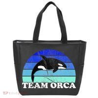 Team Orca Whale Orcas Sea Ocean Retro Sunset Tote Bag thumb 0