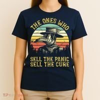 The Ones Who Sell The Panic Sell The Cure Plague Doctor T-Shirt thumb 4