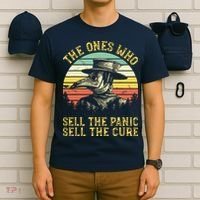 The Ones Who Sell The Panic Sell The Cure Plague Doctor T-Shirt thumb 6