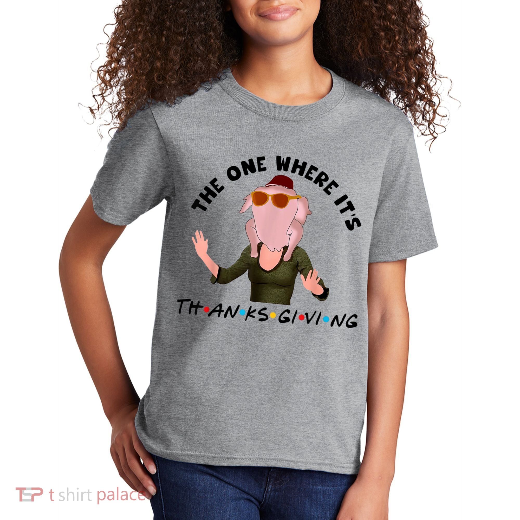 The One Where It's Thanksgiving Friends Monica Turkey Head Kids T-Shirt