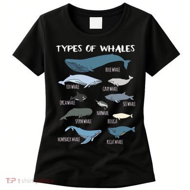 Types Of Whales Cute Ocean Mammals Guide Women's T-Shirt