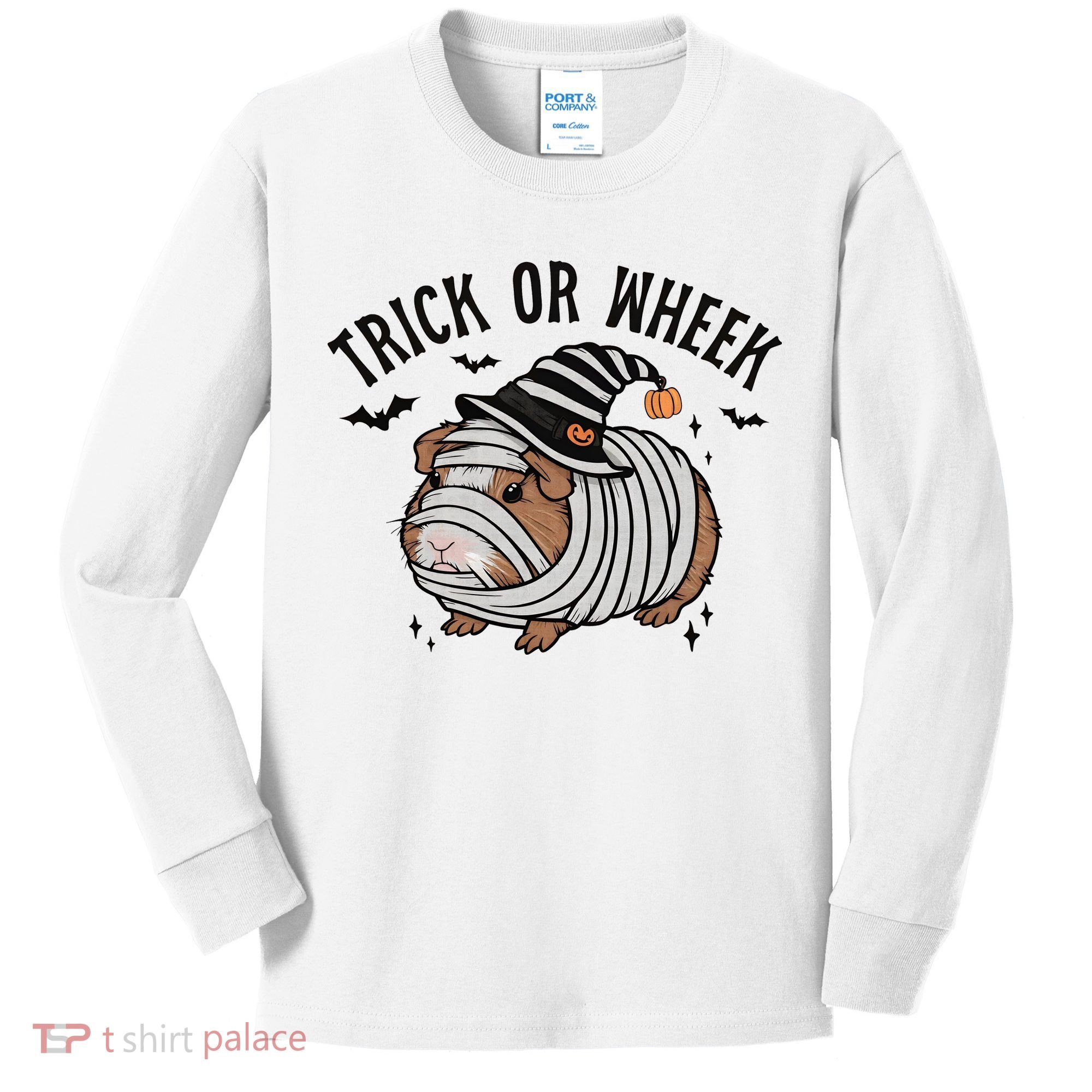 Trick Or Wheek Halloween Guinea Pig Kids Long Sleeve Shirt
