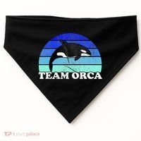 Team Orca Whale Orcas Sea Ocean Retro Sunset USA-Made Doggie Bandana thumb 0