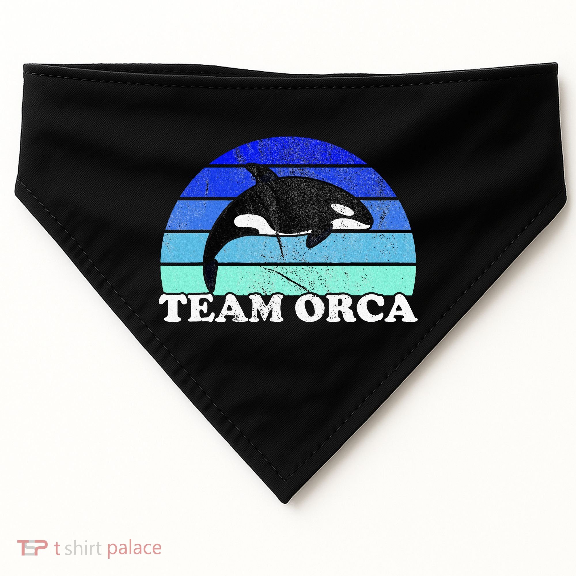 Team Orca Whale Orcas Sea Ocean Retro Sunset USA-Made Doggie Bandana