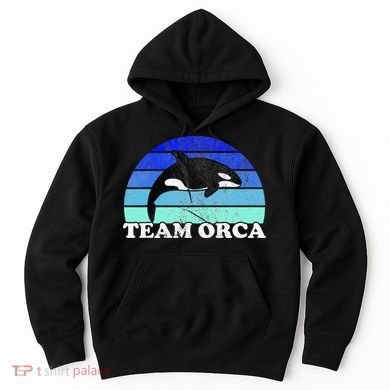 Team Orca Whale Orcas Sea Ocean Retro Sunset Hoodie