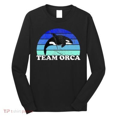 Team Orca Whale Orcas Sea Ocean Retro Sunset Long Sleeve Shirt