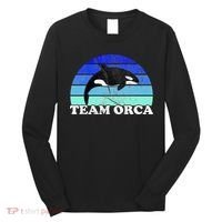 Team Orca Whale Orcas Sea Ocean Retro Sunset Long Sleeve Shirt thumb 0