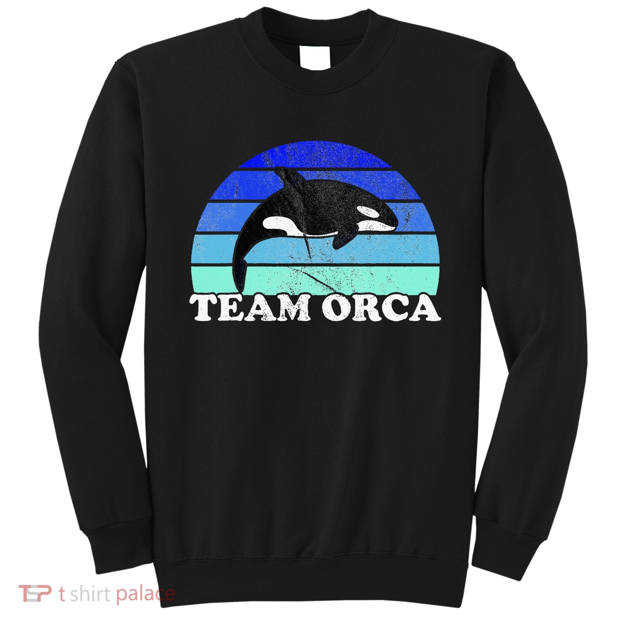 Team Orca Whale Orcas Sea Ocean Retro Sunset Sweatshirt