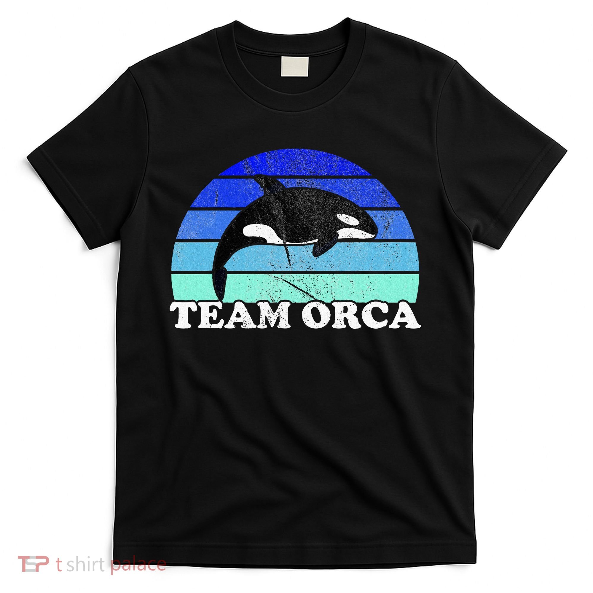 Team Orca Whale Orcas Sea Ocean Retro Sunset T-Shirt
