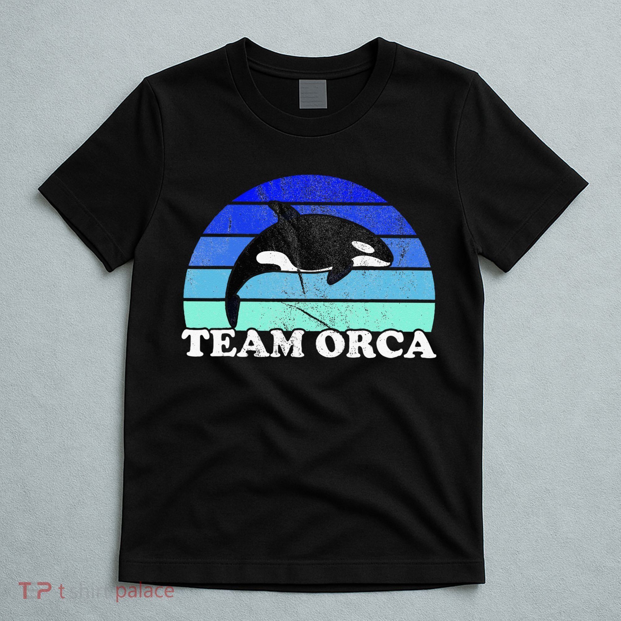Team Orca Whale Orcas Sea Ocean Retro Sunset T-Shirt